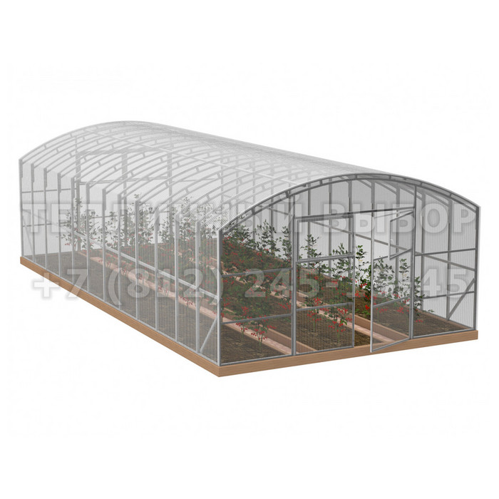 Теплица из поликарбоната Усиленная Прямостенная 4х8 h=2.4 м профиль 20х40 мм